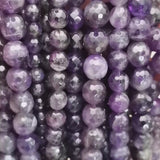 Perles d'Améthyste facettées 4, 6, 8 et 10 mm — Fil de 36 cm