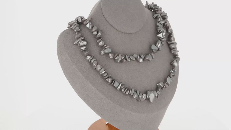 Puissant Collier Hématite (Ancre de Fer) avec pierres baroques, création La Pierre Fr.