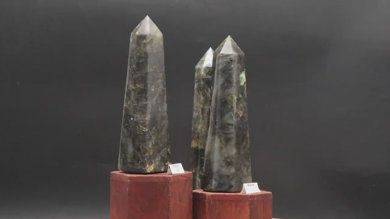 Vidéo de la labradorescence de la pointe en labradorite en mouvement