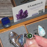 Bague Jade Vert en Argent Rhodié Ronde (Orion)