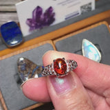 Bague Ambre Argent Rhodié (Halo Éclatant)