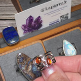 Bague Ambre Argent rhodié (Duo Vintage)