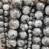 Perles de Larvikite facettées 4, 6, 8 et 10 mm — Fil de 36 cm