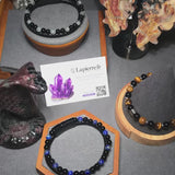 Bracelet cuir noir et pierre Lapis Lazuli & Onyx noir