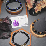 Bracelet perles Œil de Tigre & Onyx noir homme