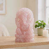 Statue Ganesh en Quartz Rose, Pierre Naturelle 10 cm