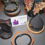 Bracelet Cuir Simple Rang & Perles Pierre de Lave 8mm