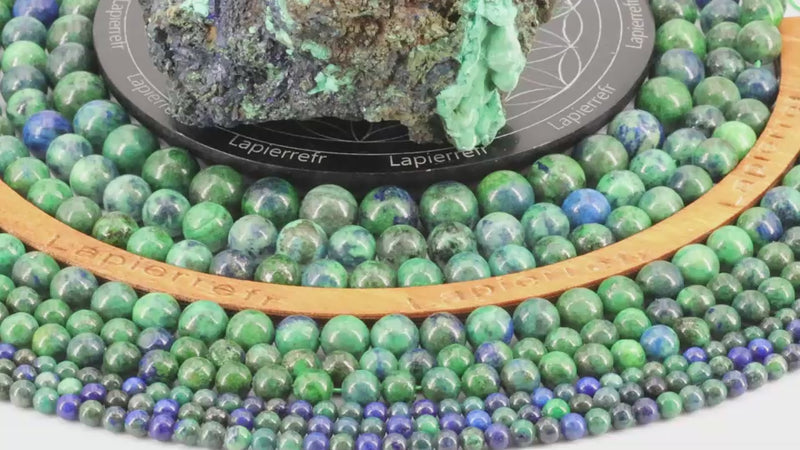 Perle pierre naturelle Azurite malachite ronde en 4/6/8/10mm pour la fabrication de bijoux et lithothérapie - La Pierre Fr