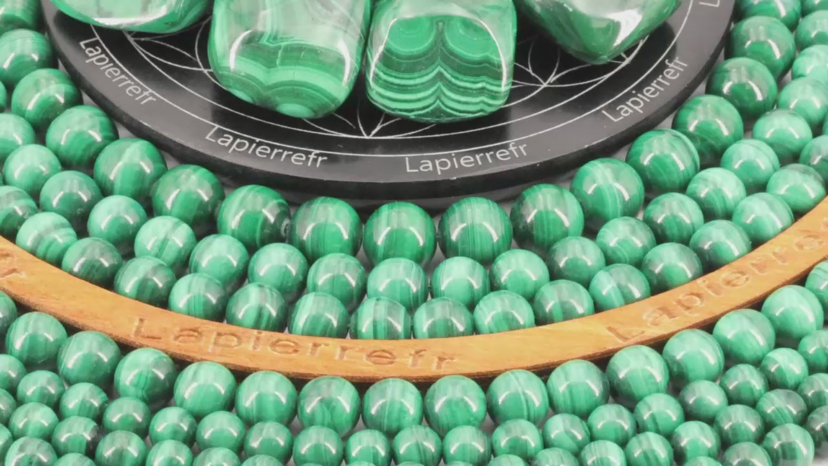 Perle pierre naturelle Malachite ronde en 4/6/8/10mm pour la fabrication de bijoux et lithothérapie - La Pierre Fr 