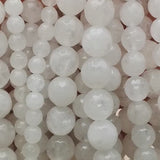 Perles de Jade Blanc Néphrite facettées 4, 6, 8 et 10 mm — Fil de 36 cm
