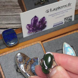 Bague Jade Vert Ovale en Argent Rhodié Design (Elysia)
