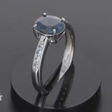 Bague en pierre de Saphir Bleu facettée 