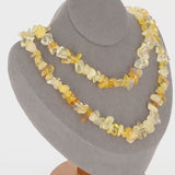 Collier ras de cou 42cm et sautoir 90cm en Citrine (Améthyste chauffée) (Éclat Solaire Chaleureux)
