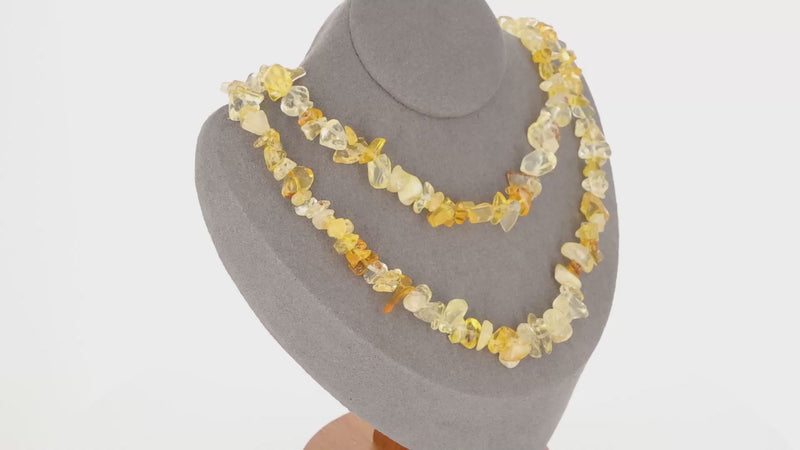 Collier ras de cou 42cm et sautoir 90cm en Citrine (Améthyste chauffée) (Éclat Solaire Chaleureux)