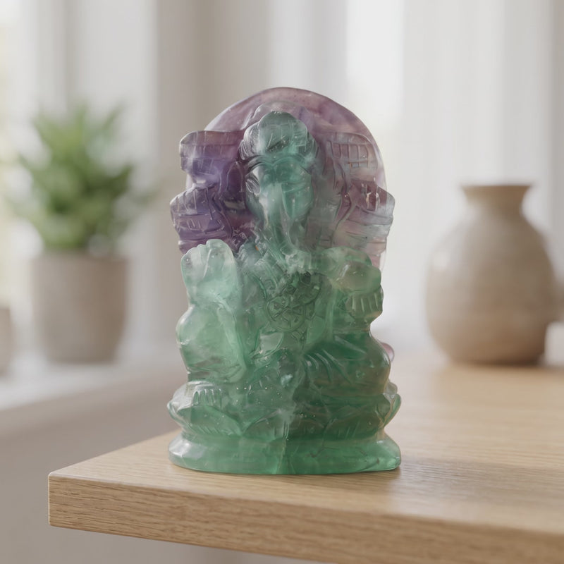 Vidéo de la statue Ganesh en fluorite multicolore de Chine