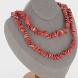 Collier ras de cou 42cm et sautoir 90cm en Jaspe Rouge (Flamme Terrestre).