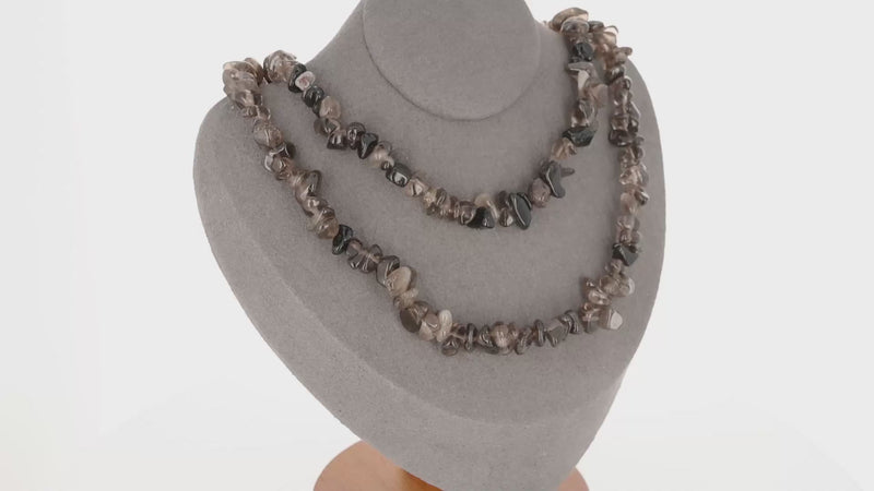 Élégant Collier Quartz Fumé (Ancrage Terrestre) avec pierres baroques, création La Pierre Fr.