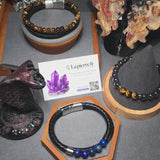 Bracelet Cuir 2 Rangs et 5 Perles Lapis-Lazuli