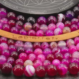 Perles Agate Magenta ronde en 4/6/8/10 mm pour la création de bijoux