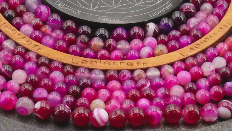 Perles Agate Magenta ronde en 4/6/8/10 mm pour la création de bijoux