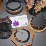 Bracelet boule homme en perles Onyx noir & Œil de Tigre
