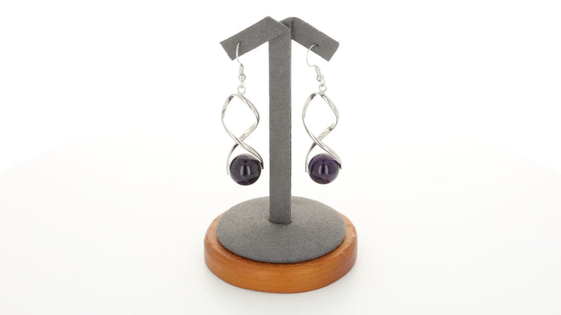 Boucles d'oreilles spirale en Améthyste naturelle