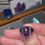 Bague Améthyste Rectangulaire en Argent Rhodié (Athena)