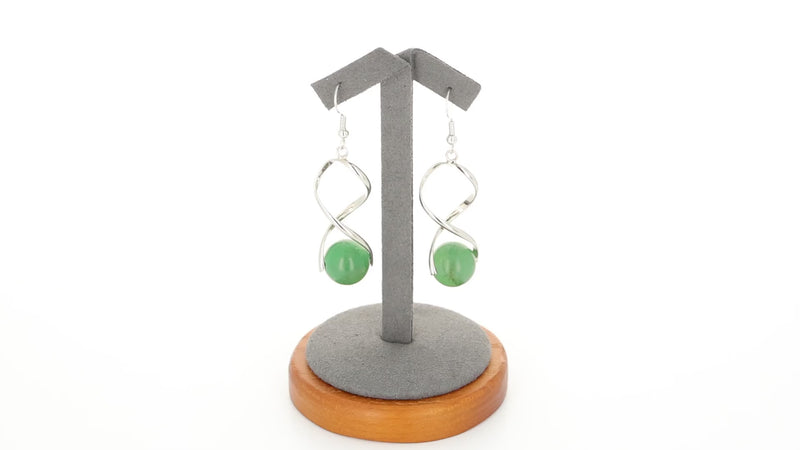 Bijou femme boucle d’oreille spirale aventurine verte