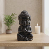 Statue Bouddha en Obsidienne Noire, Pierre Naturelle 11 cm