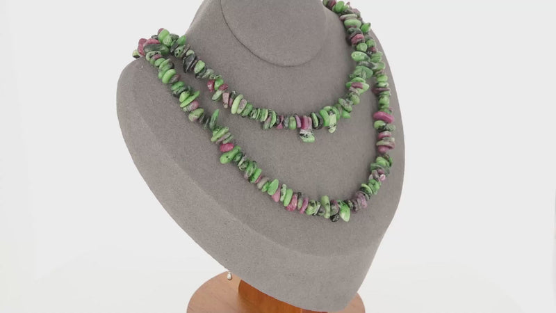 Collier ras de cou 42cm et sautoir 90cm en Rubis Zoïsite (Harmonie Vitale).