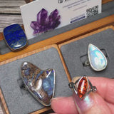 Bague Ambre Argent Rhodié (Marquise Élancée)