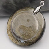 Pendentif Yin Yang en Obsidienne Dorée — Pierre naturelle du Mexique