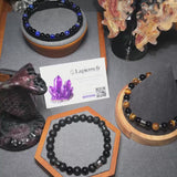 Bracelet homme en perles Onyx noir & Pierre de lave