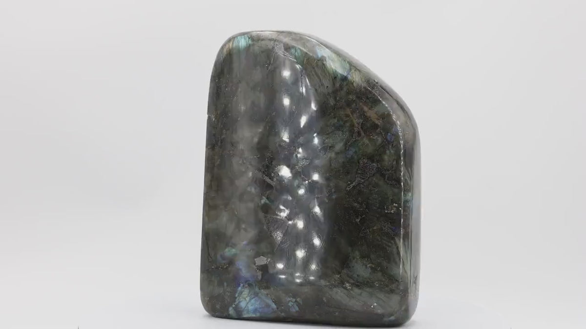 Labradorite 3,638Kg de Madagascar | Bloc de pierre naturelle à poser de forme libre toute polie | Minéraux | Lithothérapie