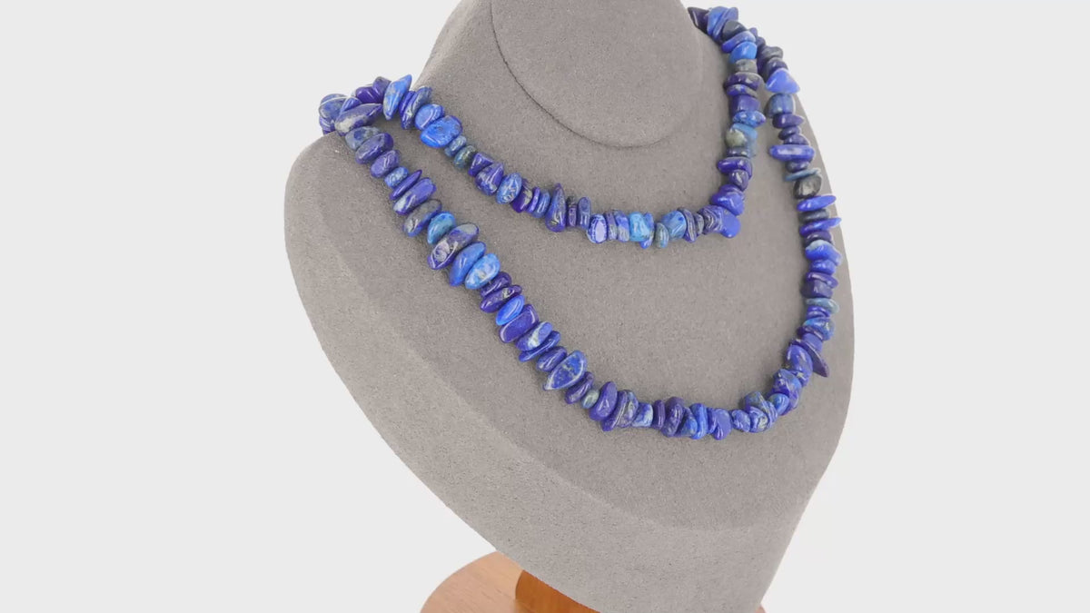 Luxueux Collier Lapis Lazuli Extra (Firmament Étoilé) avec pierres baroques, création La Pierre Fr.