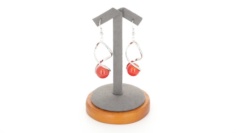 Boucles d’oreilles spirale en Cornaline naturelle