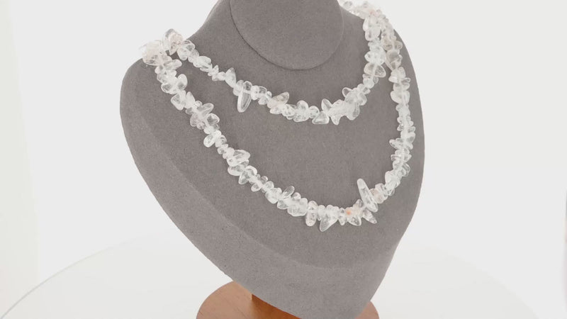 Collier ras de cou 42cm et sautoir 90cm en Cristal de Roche (Pure Lumière).