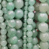 Perles d'Aventurine Verte facettées 4, 6, 8 et 10 mm — Fil de 36 cm