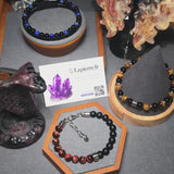 Bracelet boule homme en perles Onyx noir & Œil de Taureau