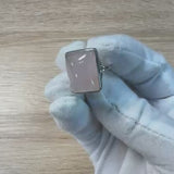 Bague en Quartz rose (Éclipse Rectangulaire) — Argent 925 rhodié