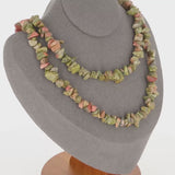 Collier ras de cou 42cm et sautoir 90cm en Unakite (Harmonie Terrestre).