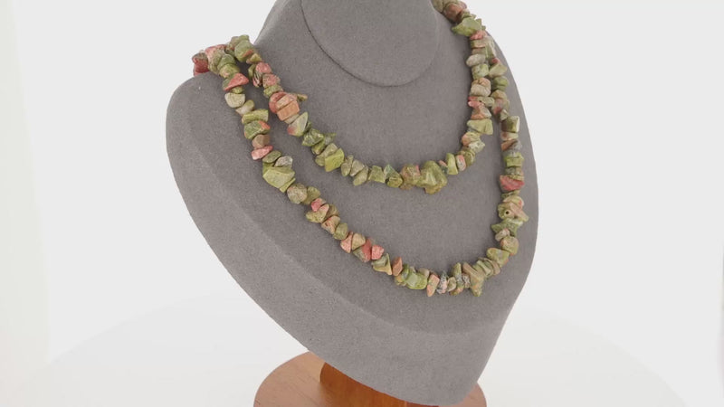 Collier ras de cou 42cm et sautoir 90cm en Unakite (Harmonie Terrestre).