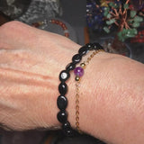 Bracelet Onyx Noir en pierre roulée