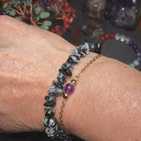Bracelet pierre Obsidienne flocon de neige