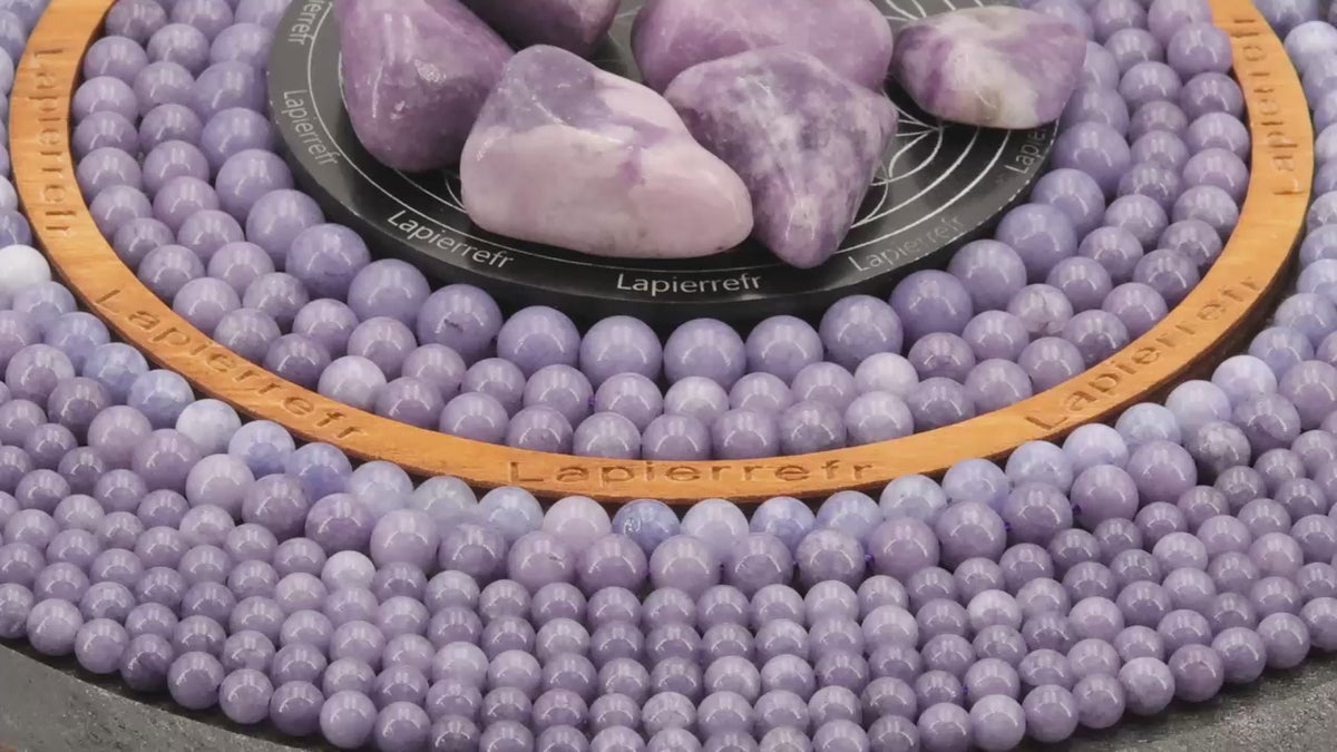 perle pierre naturelle calcédoine mauve ronde en 4/6/8/10mm pour la création de bijoux et lithothérapie - La Pierre Fr  