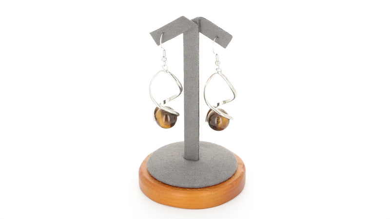 Boucles d’oreilles spirale en œil de tigre naturel