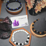 Bracelet homme en perles Onyx noir & Howlite blanche