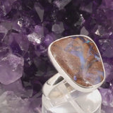 Bague Opale Boulder d'Australie en argent (Éclat Bleu)