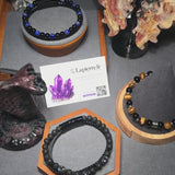 Bracelet cuir noir homme en pierre de lave naturelle