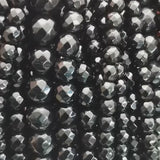 Perles d'Onyx Noir facettées 4, 6, 8 et 10 mm — Fil de 36 cm